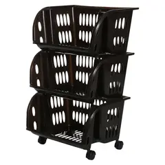 NOVEDADES PLASTICAS - Multiestante 3 Niveles Con Ruedas NP Marrón