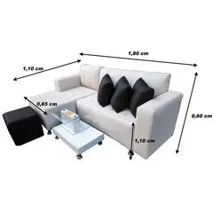 GENERICO - Juego de sala en L pequeños moderna y sencilla muebles color blanco