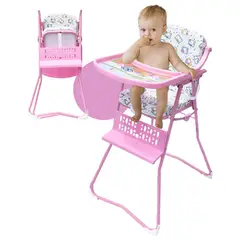 PRODEHOGAR - Silla alta para comer comedor plegable para bebe Rosado