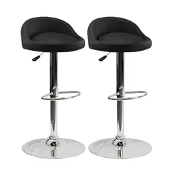 DIMATEX LEON - 2 Sillas Bar Butaco Alta Giratoria Barra Bar Cocina Refsantana Negro