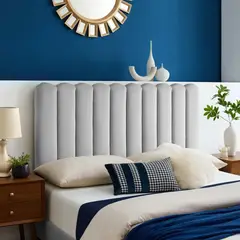 BANZAY - Cabecero Paneles Curvos Cama Semi-Doble - Gris Claro