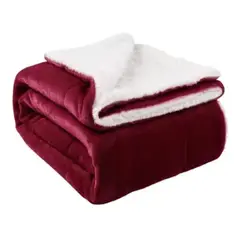 GENERICO - Cobija Termica Sherpa 190x220 cm Semidoble/Doble Vinotinto