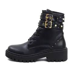 VILLABONR - Botas Cuero Mujer VDM-5057 Negro Correas Taches