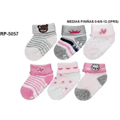 VERTIGO - Medias Calcetines Set x 3 Pares Bebe Niña 0-6 / 6-12 Meses