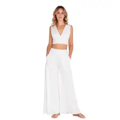 FIORY - PANTALON LARGO PARA MUJER BEIGE P150