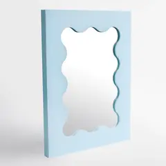 DE CASA - Espejo Ondulado Interno - Azul - 55 x 75 cm.