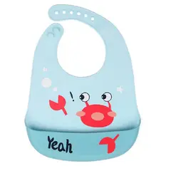 GENERAL - Babero En Silicona Con Recolector Contenedor Bebe Infantil Niño Azul
