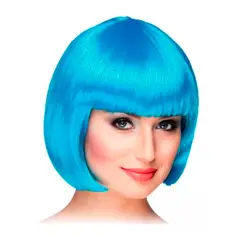 GENERICO - Peluca Corta Color Azul Claro Disfraz Party Halloween Cabello Sintético