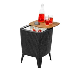 PLASTICOS MQ - Mesa Hielera Cooler Table Tipo Rattan Jardin Y Exterior Mq