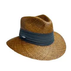 SALVADOR BEACHWEAR - Sombrero Oscuro Cinta Ancha Gris Oscuro