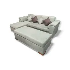 GENERICO - Muebles de Sala Modernos esquinero en L con Sofá y Baúl gris para living sala de estar