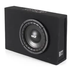 PYLE - Sistema de caja de subwoofer de bajo delgado activo PSABASS10