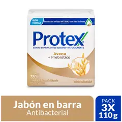 PROTEX - Jabón Antibacterial Avena 110g x3und.---