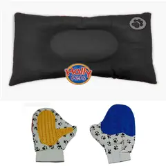 HALLY PET - Colchón Premium Grande Huella Bordada y Guante Negro