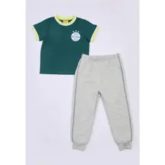 BABY PLANET - Conjunto De Camiseta Verde Y Pantalon Gris Para Bebé Niño