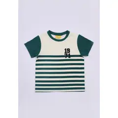 BABY PLANET - Camiseta Verde De Rayas Con Estampado En Frente Para Bebé Niño