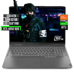 LENOVO - LOQ AMD RYZEN 7-7840HS RTX 4050 6GB SSD 4TB RAM 32GB LED 15,6" FHD 165Hz