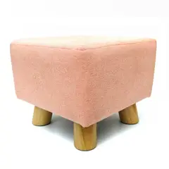 BANZAY - Puff Auxiliar Butaco Cuadrado ReposaPies - Rosado