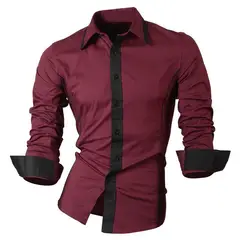 GENERAL - Camisa Hombre Moda Elegante Moderno Manga Larga Vinotinto