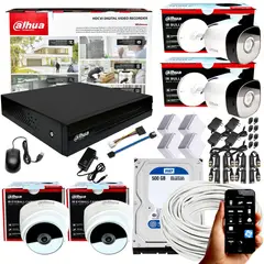 DAHUA - KIT CCTV 1080P DVR 8CH + 4 CÁMARAS DE SEGURIDAD 2MP + DISCO 500GB