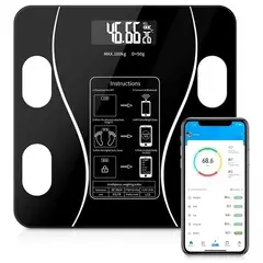 ONE PIXEL - Bascula Inteligente Pesa Bluetooth Vidrio Templado Digital Mediciones-