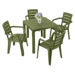 RIMAX - Comedor Barú (1 Mesa + 4 Sillas Con Brazos VERDE SELVA)