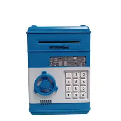GENERICO - Alcancía Electrónica Roba Billetes Azul Tipo Caja Fuerte