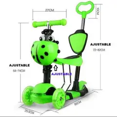 GENERICO - Scooter Patineta Mariquita 5En1 Para Niños VERDE