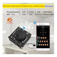 GENERICO - Kit Amplificador Audio Bluetooth 5.0 XY-AP50L 2X50W 5-24V Usb App