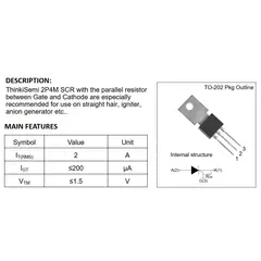 GENERICO - Transistor Tiristor SCR Unidireccional 2P4M 500V 2A TO-126