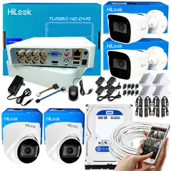 HILOOK - KIT CCTV HIKVISION DVR 8CH + 4 CÁMARAS DE SEGURIDAD CON AUDIO +DISCO 500G
