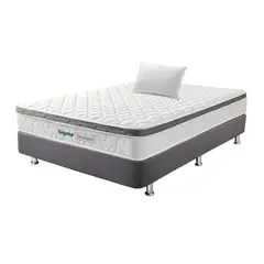 COLCHONES FANTASIA - Combo Sigma Dream 100x190+somier Pluss Lino Gris+ Almohada.