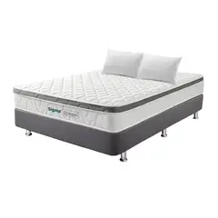 COLCHONES FANTASIA - Combo Sigma Dream 140x190+somier Pluss Lino Gris+ 2almohadas.
