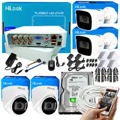 HILOOK - KIT CCTV HIKVISION DVR 8CH + 4 CÁMARAS DE SEGURIDAD CON AUDIO + DISCO 1TB