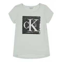 CALVIN KLEIN - Camiseta Con Logotipo De Lentejuelas Niña Verde