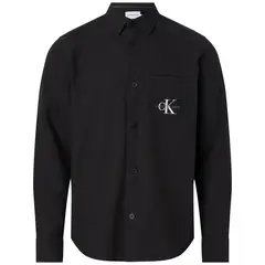 CALVIN KLEIN - Camisa Negra Manga Larga Para Hombre