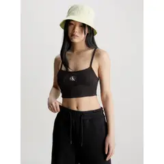 CALVIN KLEIN - Crop Top Negro De Punto Canalé Para Mujer