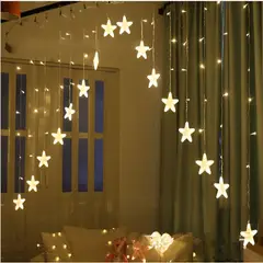 GENERICO - Luz Led Cenefa Cálida 3 Mtr Estrella Cortina Decoración Navidad
