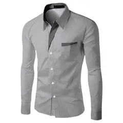 GENERAL - Camisa Para Hombre Manga Larga Moda Elegante Estilo Moderna Gris