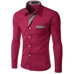 GENERAL - Camisa Para Hombre Manga Larga Moda Elegante Estilo Moderna Vinotinto