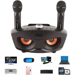 GENERICO - Parlante Karaoke Buho Bluetooth 2 Microfonos Inalambricos Sd