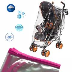 GENERICO - Forro plástico protector de lluvia paseador para bebe Rosado