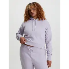 CALVIN KLEIN - Buzo Morado Con Gorro Cropped Holgada Para Mujer