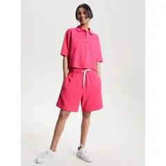 TOMMY HILFIGER - Polo Rosada de Media Manga Con Logo Bordado Para Mujer