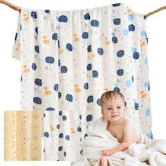 CARER SPARK - Toalla Corporal Bambú y Algodón Bicapa Licitación Zorro Azul 110×120cm