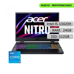 ACER - PORTATIL NITRO AN515 INTEL CORE I5 13420H 15.6 RAM 24GB - SSD 512GB - RTX3050 4GB