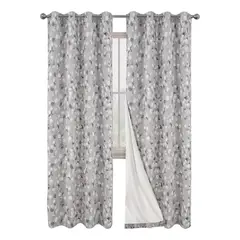 CASATUA - Cortina Blackout Estampada 100% Anti Luz, 2 Paños 140x220 - Gris.-
