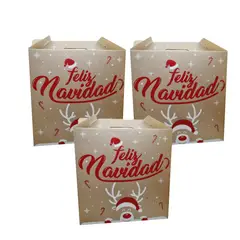 GENERICO - Caja Estuche Regalo Anchetas Tipo Lonchera Navidad Grande X3.