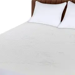 CASATUA - Cubre Colchon Protector Impermeable Bambu - Blanco - Semidoble