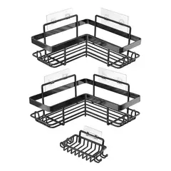 CASATUA - Organizador Ducha Baño Esquinero Inoxidable X2 + 1 Jabonera-
